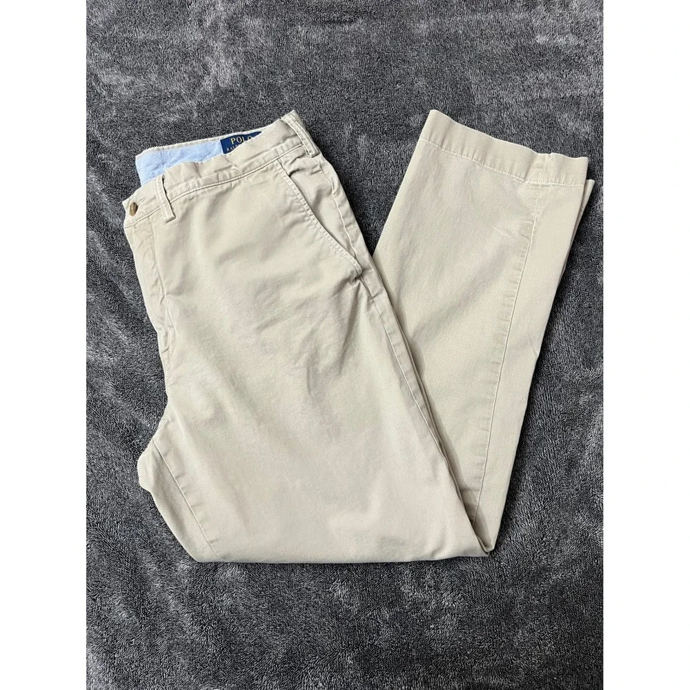 Polo Ralph Lauren Mens 36x30 Stretch Straight Fit Chino Pants Khaki Preppy